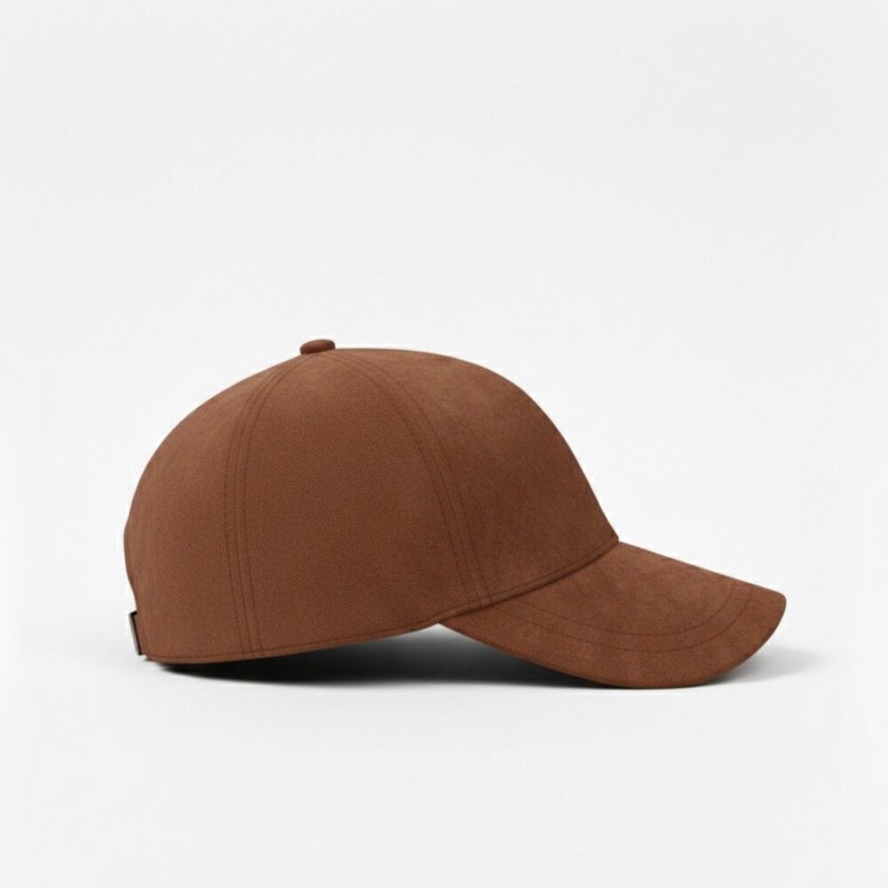 Brown Suede Baseball Cap | Unisex Minimal Aesthetic | Quiet Luxury - Picture 2 of 5